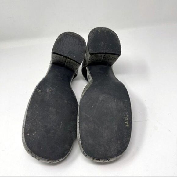 Prima Royale heels 90s Y2K gray floral pattern ankle strap round toe chunky 9.5M - Picture 6 of 7